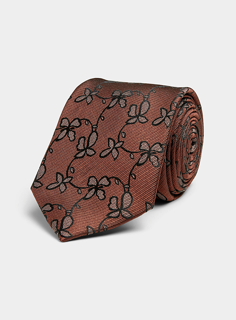 Le 31 Brown Flowers and ivy tie for men