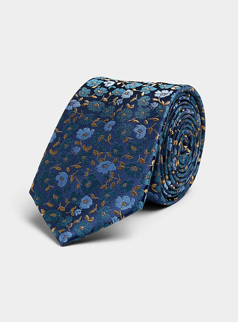 Le 31: La cravate bouquet indigo Marine pour homme