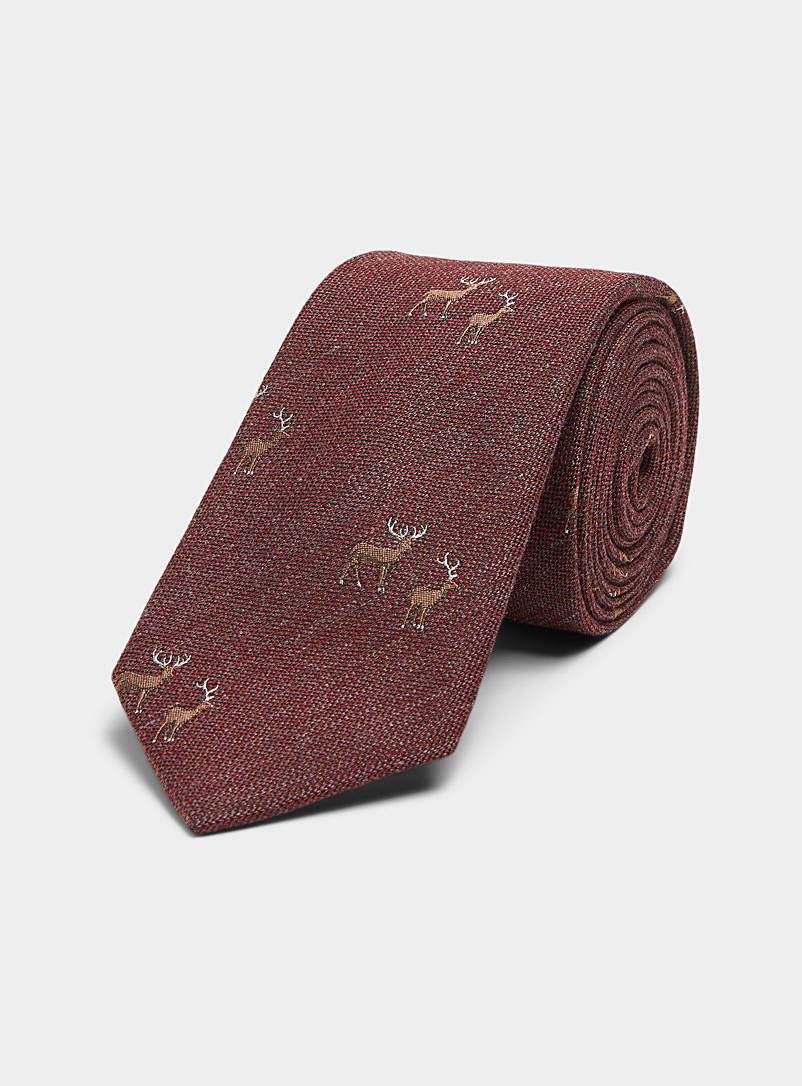 Le 31 Red Deer couple woven tie for men
