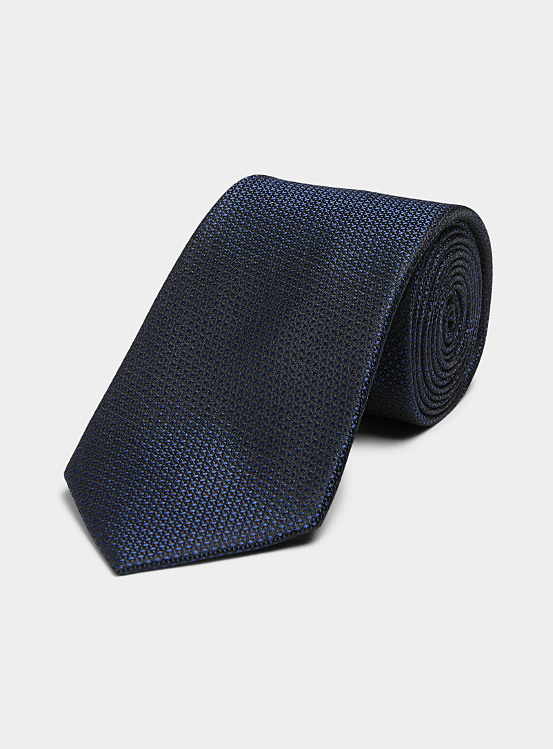 Le 31 Indigo/Dark Blue Colourful satiny jacquard tie for men