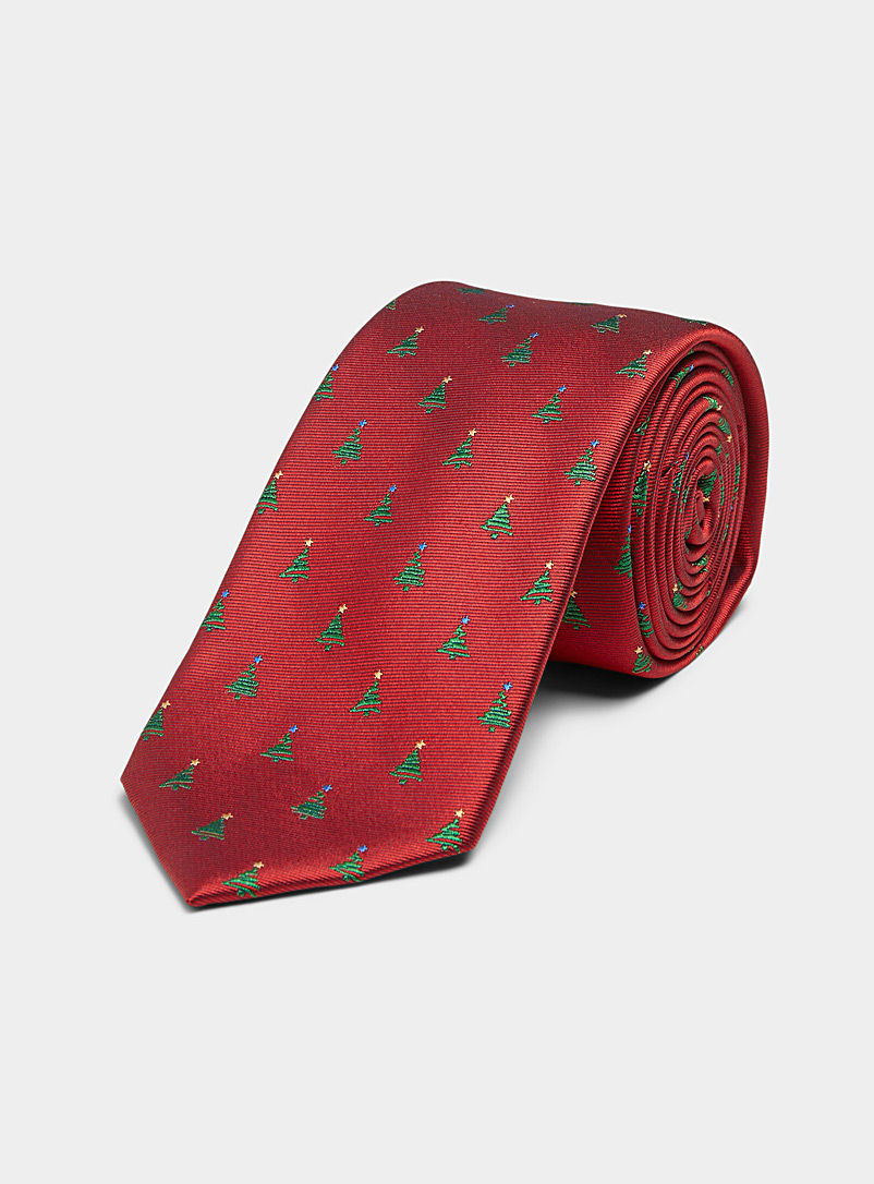 Le 31 Ruby Red Festive pine tree tie for men