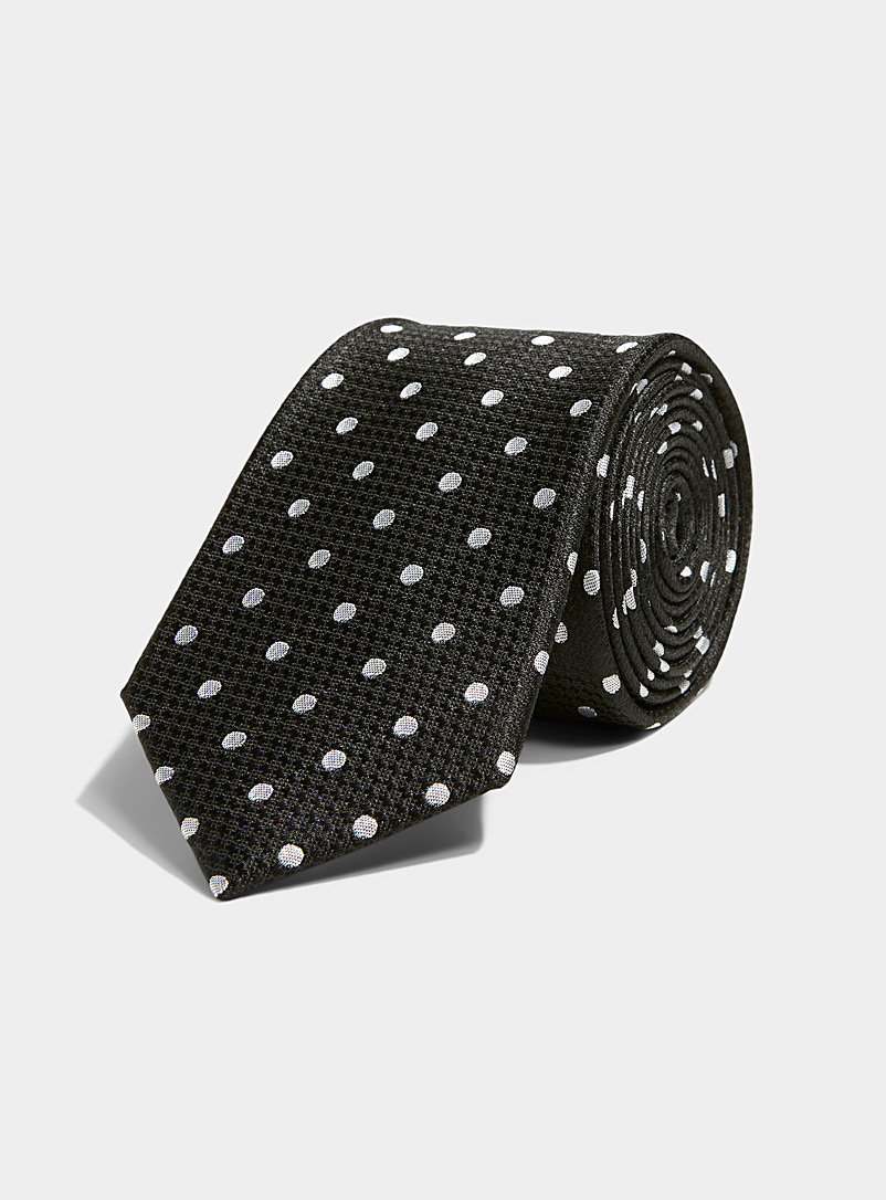 Le 31 Black Jacquard dot colourful tie for men