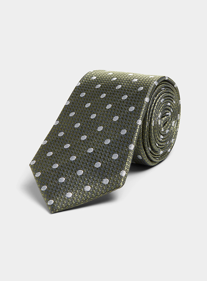 Le 31 Green Jacquard dot colourful tie for men