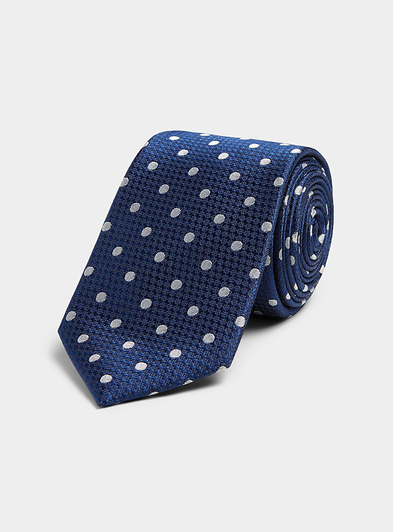Le 31: La cravate colorée pois jacquard Bleu royal-saphir pour homme