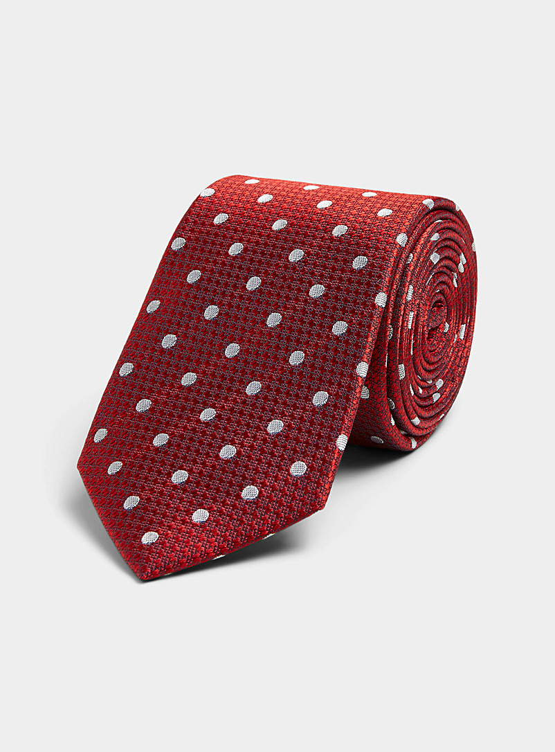 Le 31 Red Jacquard dot colourful tie for men