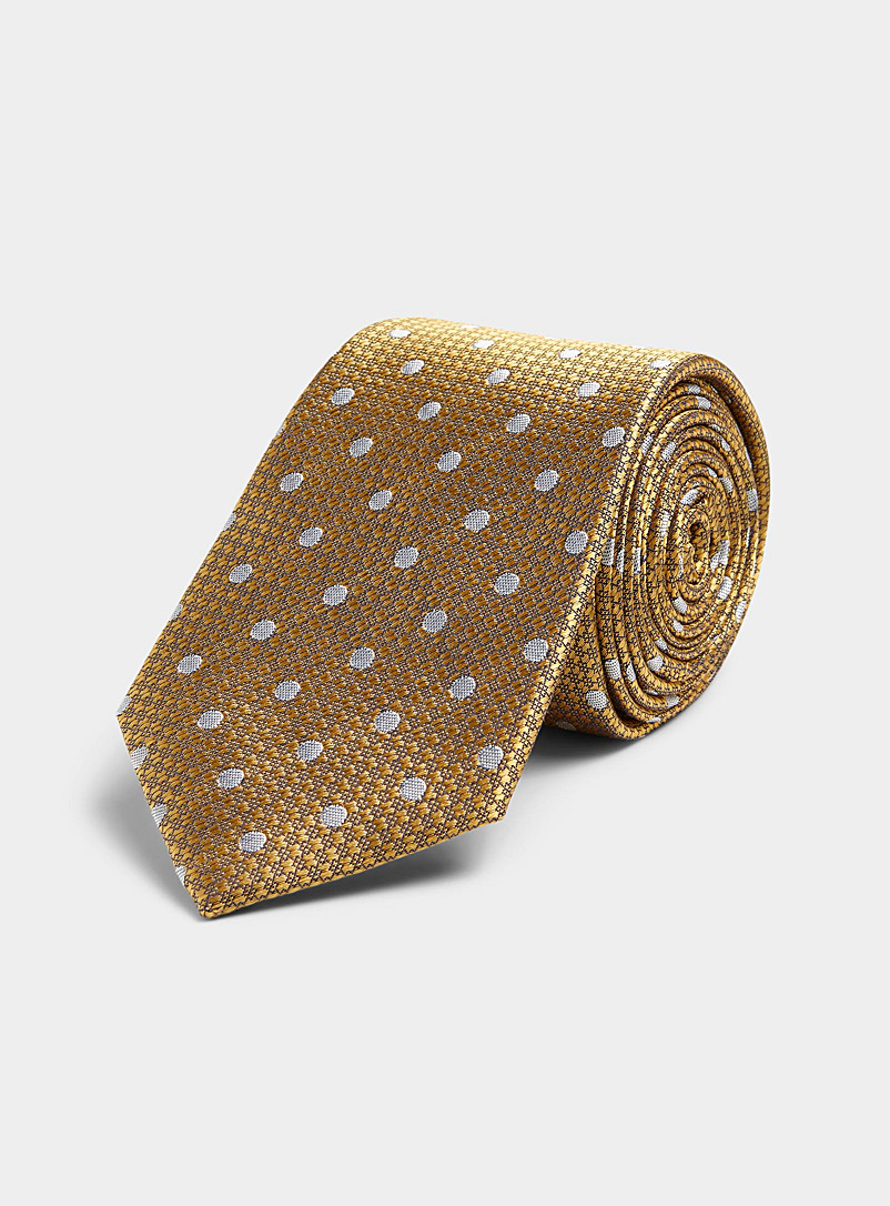 Le 31 Golden Yellow Jacquard dot colourful tie for men