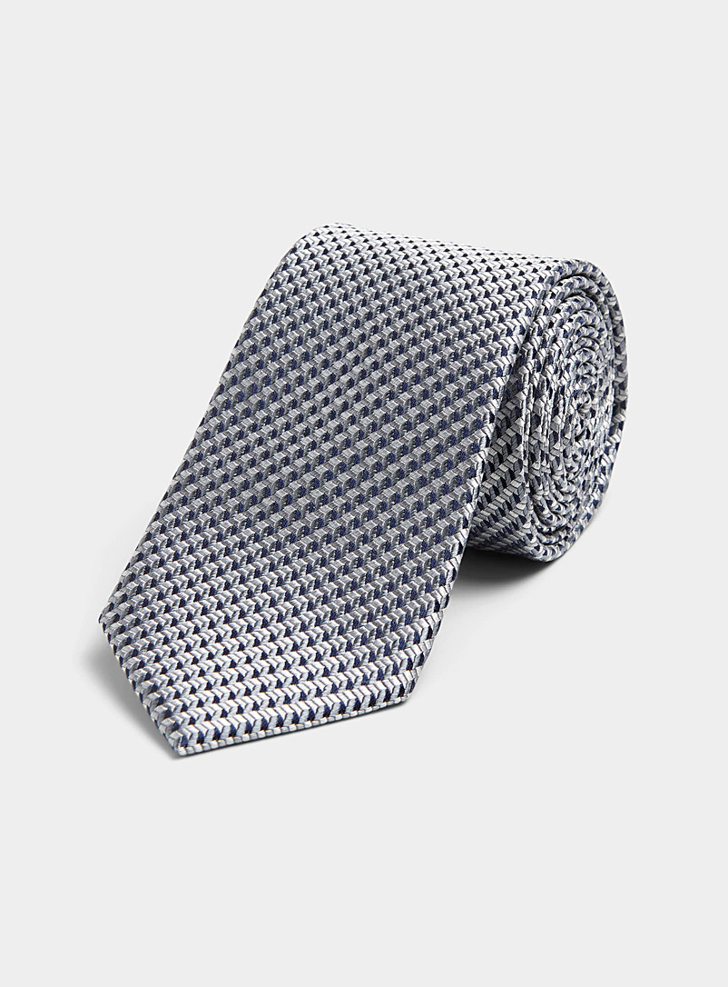 Le 31 Silver Graphic mosaic satiny tie for men