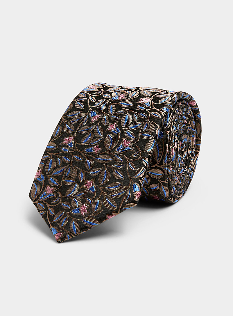 Le 31 Black Jacquard garden tie for men