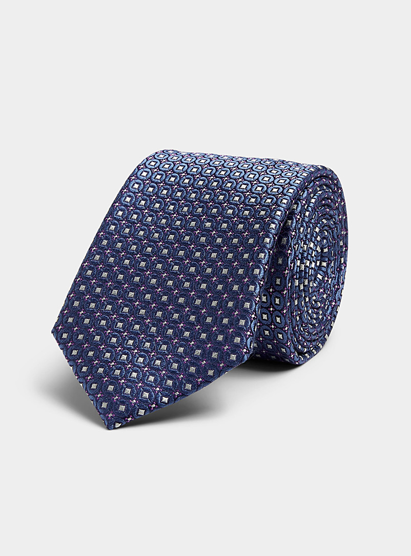 Le 31 Blue Geo mosaic jacquard tie for men