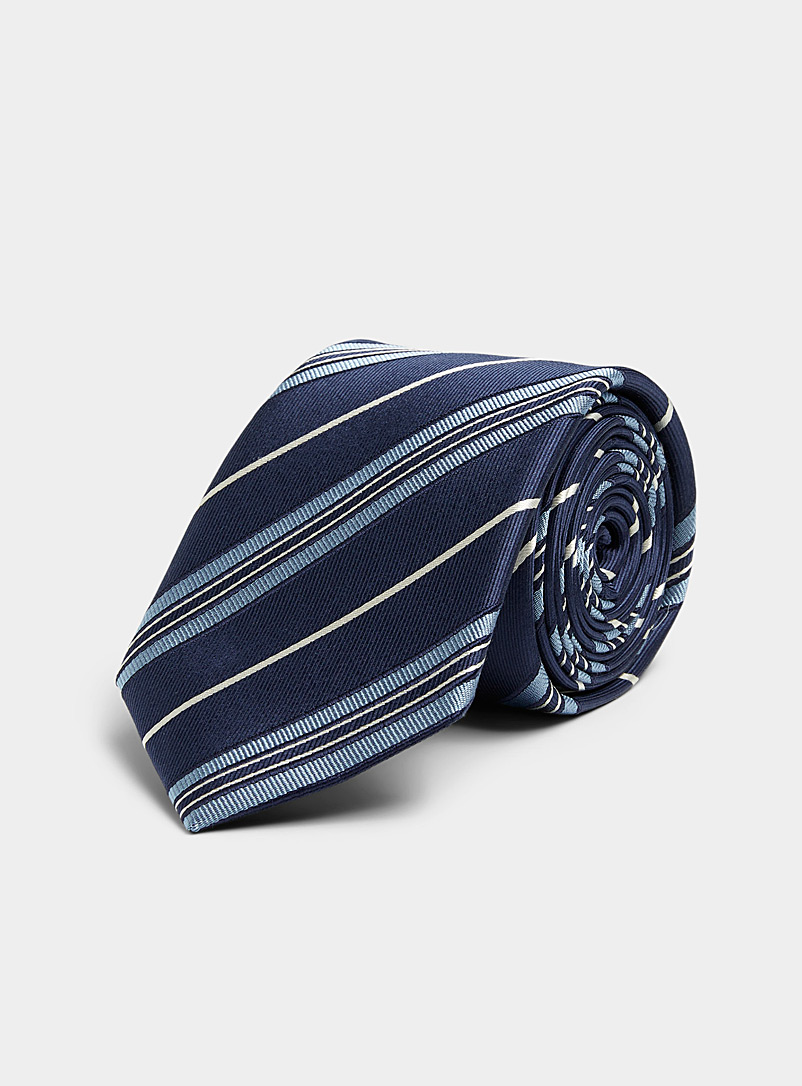 Le 31 Navy/Midnight Blue Diagonal-stripe navy tie for men