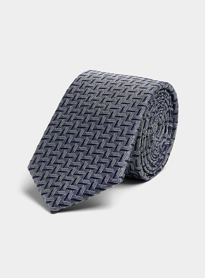 Le 31 Grey Deconstructed herringbone tie for men