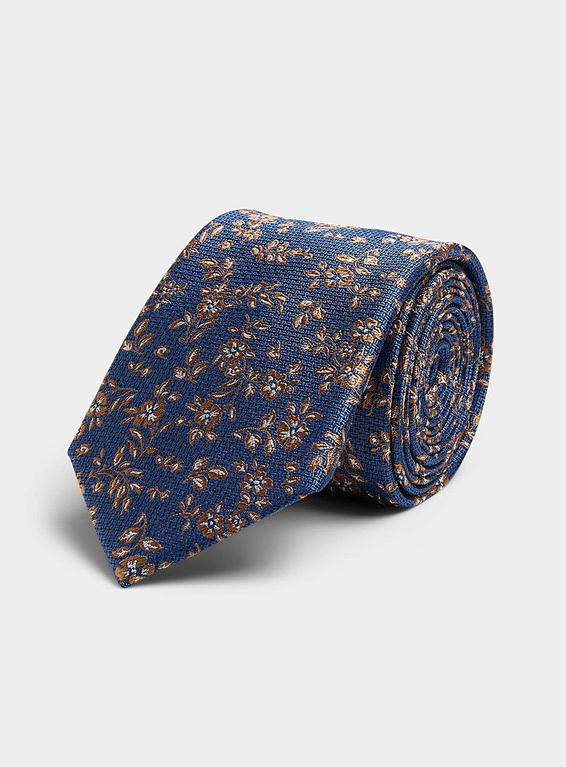 Le 31 Blue Floral spray jacquard tie for men