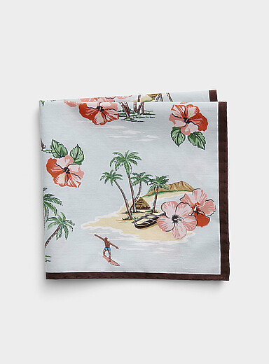 Tropical island pocket square <b>Exclusive collection from Italy</b>