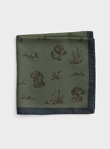 Green dog pocket square <b>Exclusive collection from Italy</b>