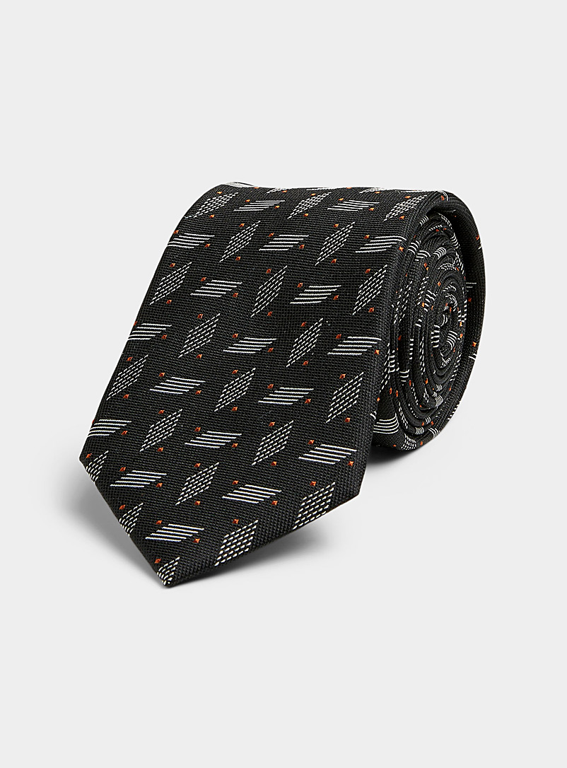 Le 31: La cravate losanges graphiques Noir pour homme