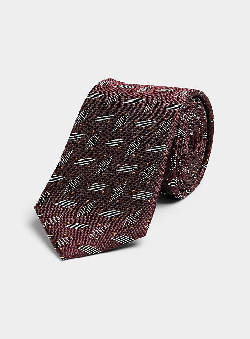 Le 31: La cravate losanges graphiques Rouge foncé-vin-rubis pour homme