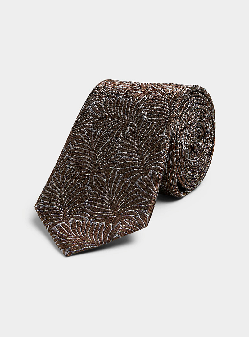 Le 31 Medium Brown Monochrome foliage tie for men