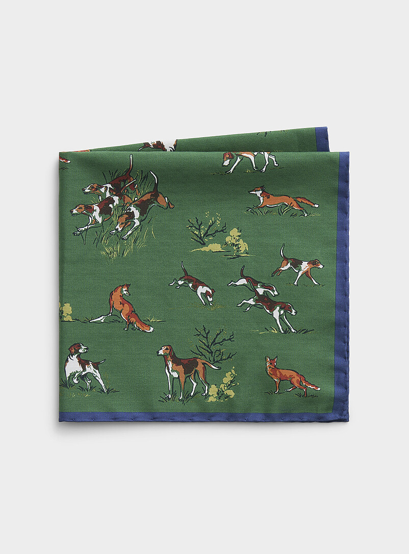Dogs and foxes pocket square Exclusive collection from Italy product image (primary)