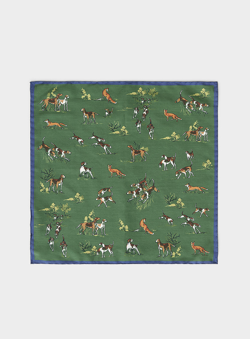 Dogs and foxes pocket square Exclusive collection from Italy product image 2