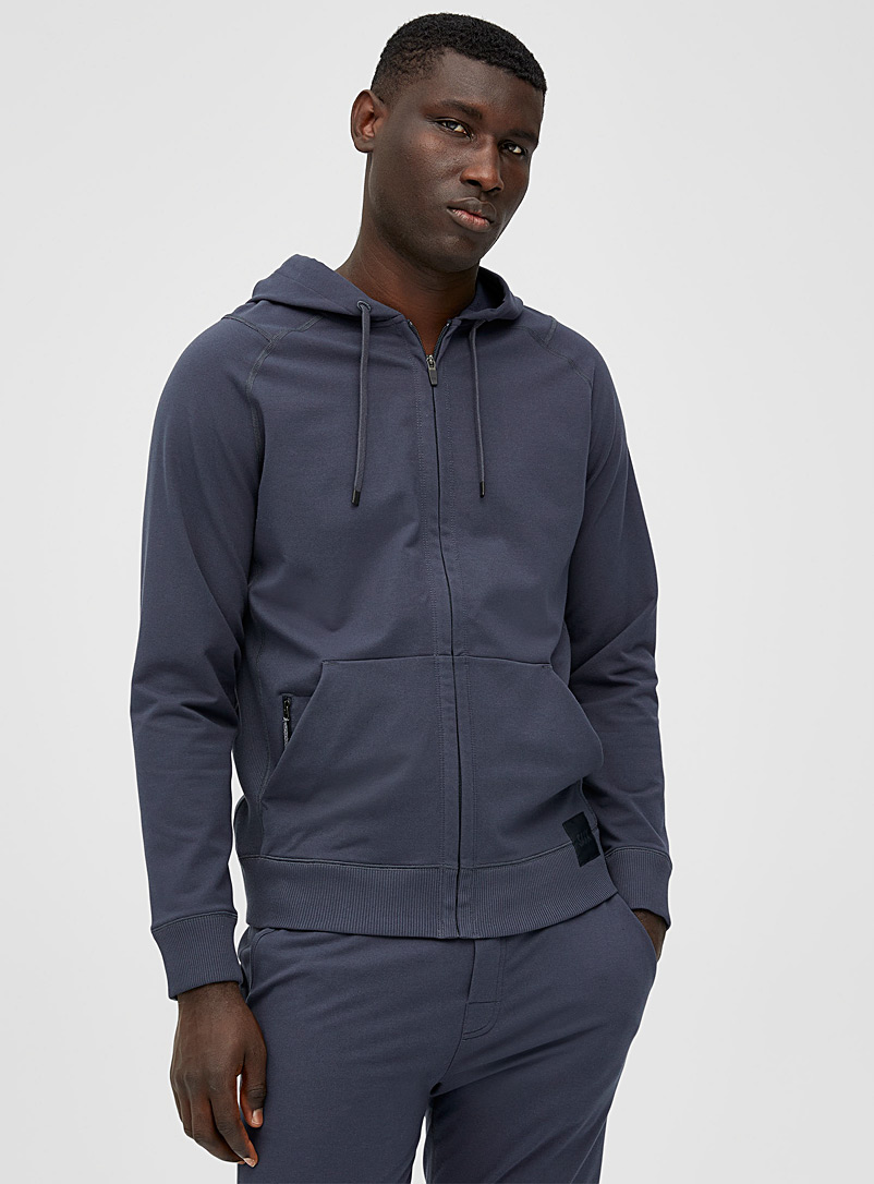 Saxx Blue Down Time hooded lounge sweatshirt for men