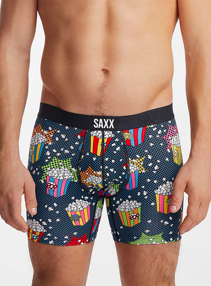Saxx Patterned Blue Popcorn boxer brief VIBE for men