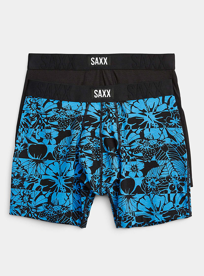 Saxx Patterned Black Solid black and tropical flora boxer briefs UNDERCOVER - 2-pack for men