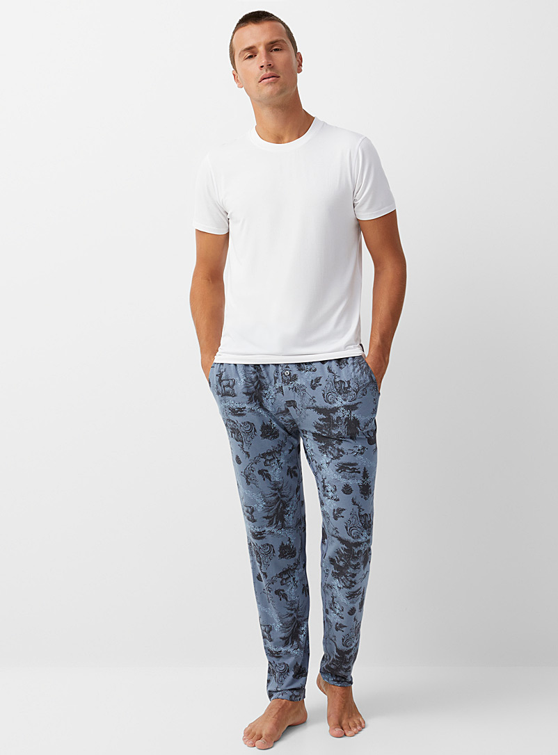 Saxx Baby Blue Northern animal viscose lounge pant for men