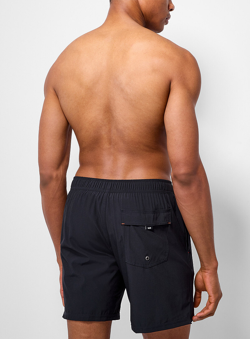 Saxx Black Solid-coloured swim trunk for men