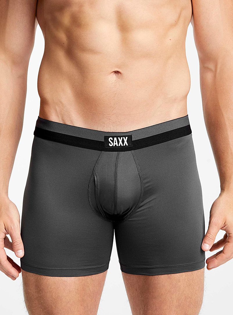 Saxx Black Solid micro-mesh boxer briefs SPORT MESH - 2-pack for men