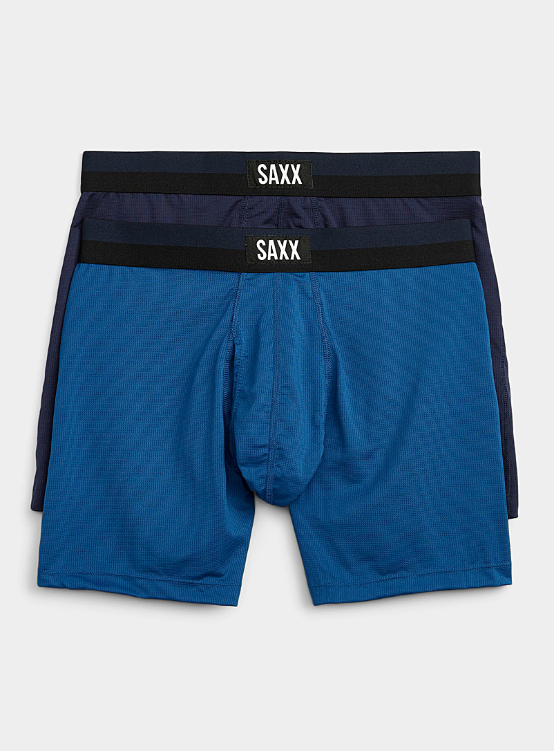 Saxx Marine Blue Solid micro-mesh boxer briefs SPORT MESH - 2-pack for men