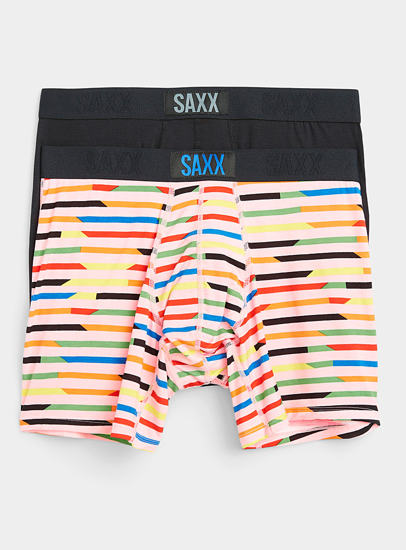 Saxx Patterned Black Solid and Cut Paper boxer briefs VIBE - 2-pack for men