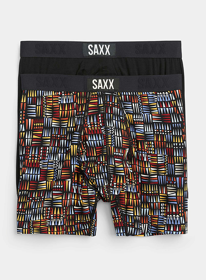 Saxx Patterned Black Solid black and Desert boxer brief ULTRA - 2-pack for men