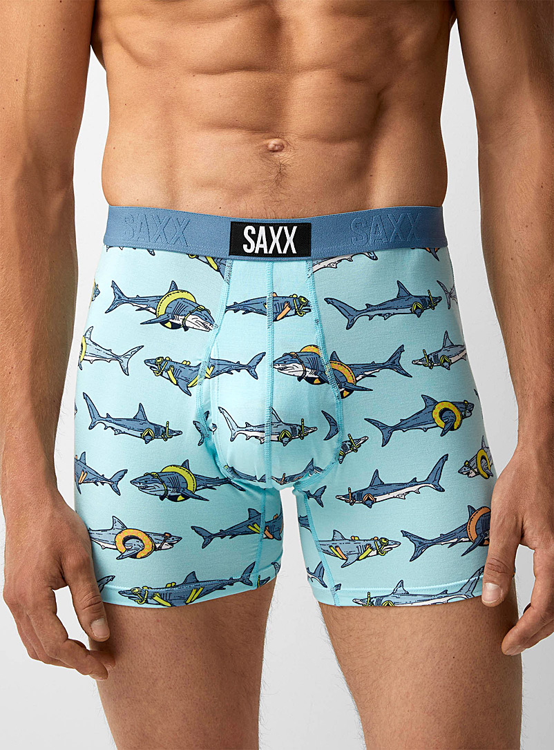 Saxx: Le boxeur long requins ULTRA Bleu à motifs pour homme