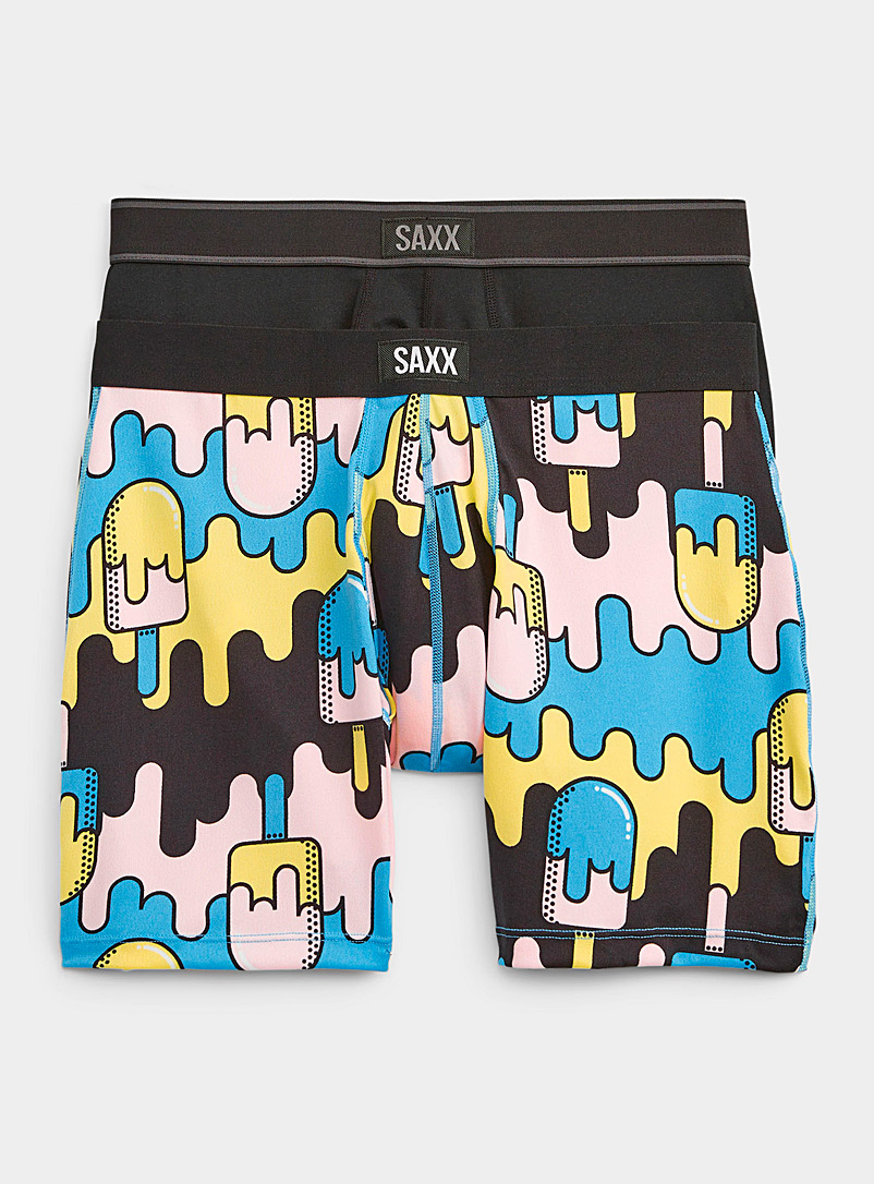 Saxx Patterned Black Solid and melting popsicle boxer briefs DAYTRIPPER - 2-pack for men