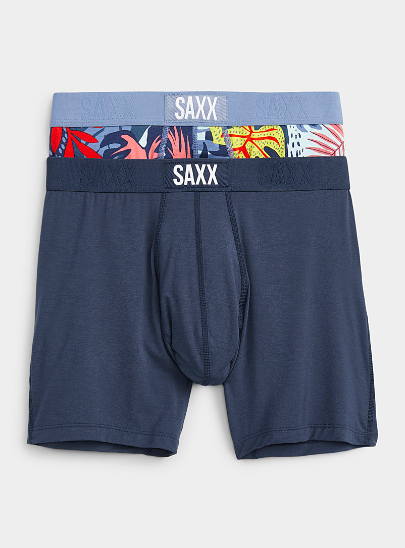 Saxx: Les boxeurs longs Max-Tisse VIBE - Emballage de 2 Bleu à motifs pour homme