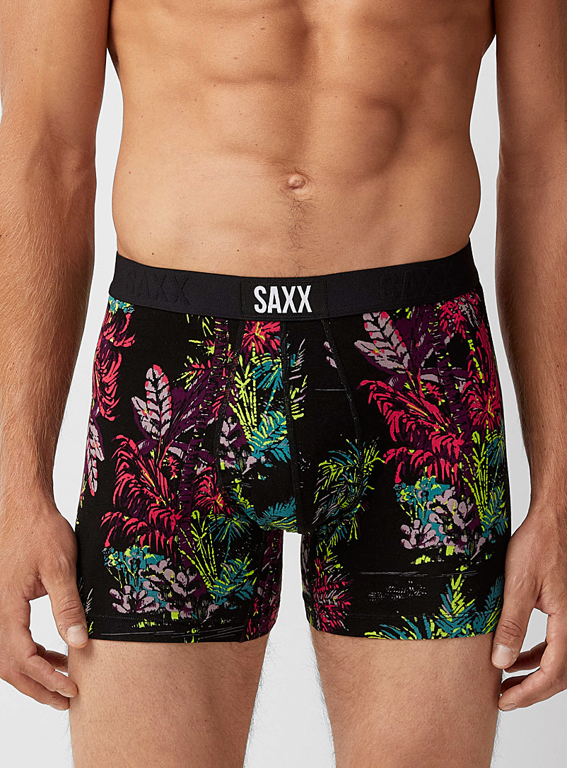 Saxx Patterned Black Midnight Tropics boxer brief VIBE for men