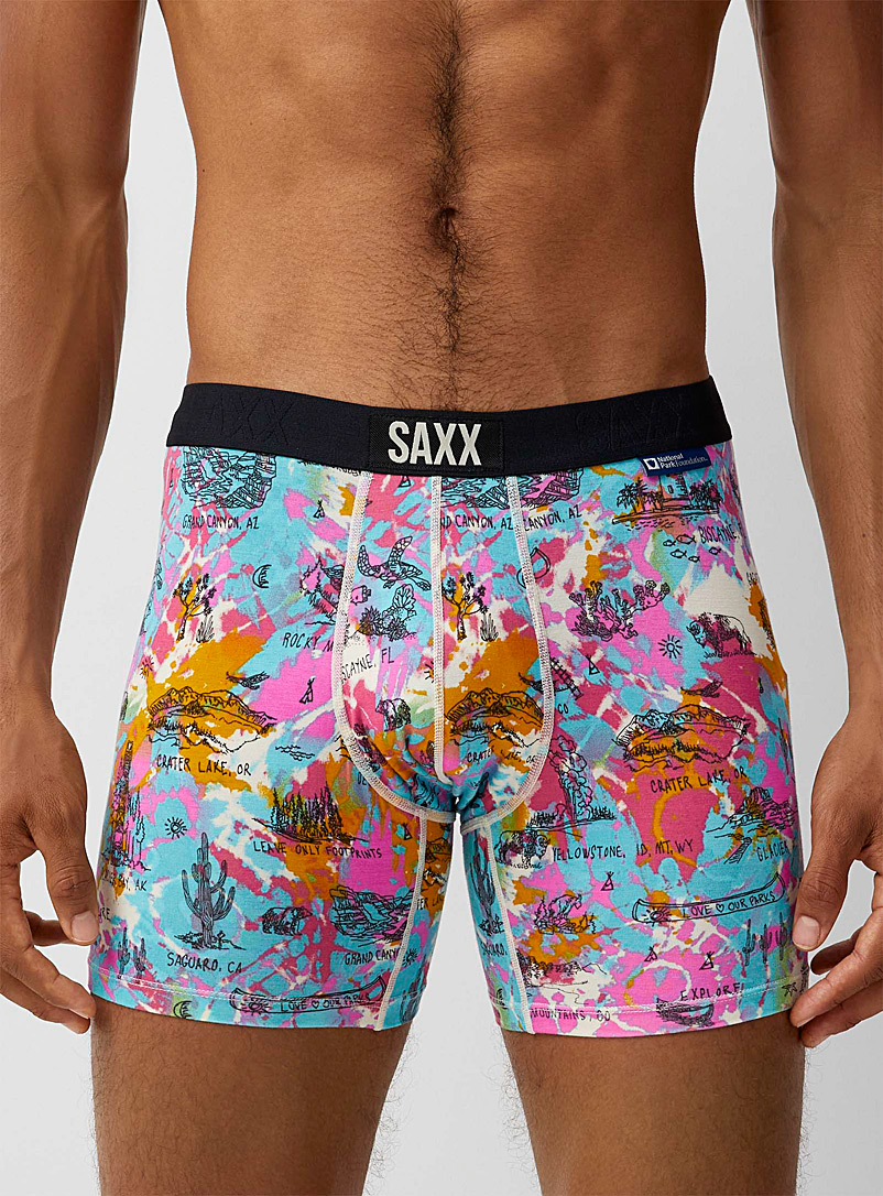 Saxx Patterned Blue Bucket list boxer brief VIBE for men