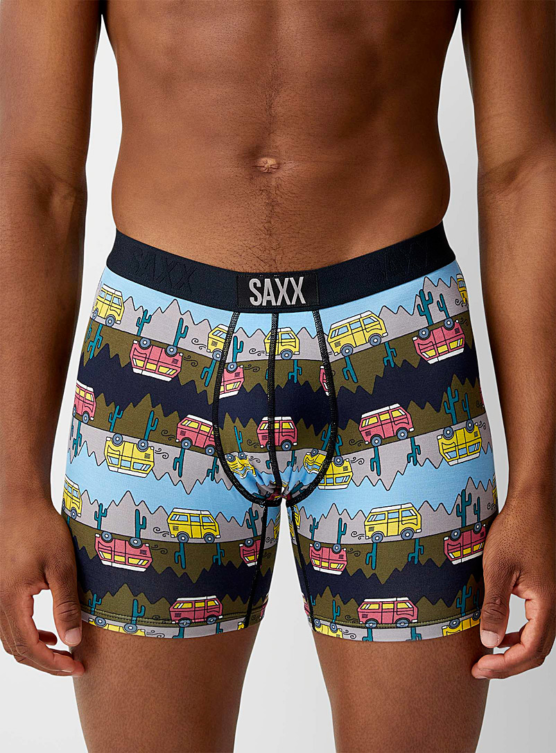 Saxx Patterned Black Caravan trip boxer brief VIBE for men