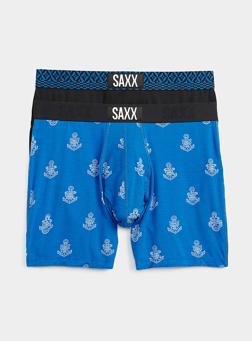 Saxx Patterned Blue Boat anchor boxer briefs VIBE - 2-pack for men