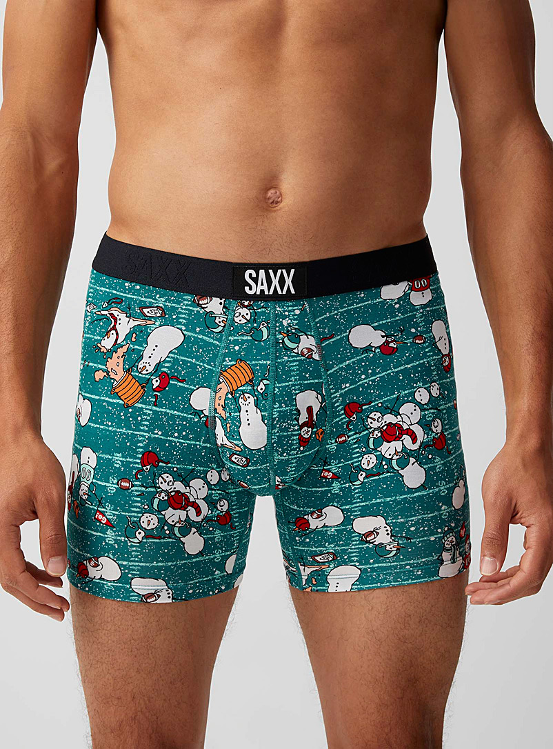 Saxx Patterned Green Snow lover boxer brief VIBE for men
