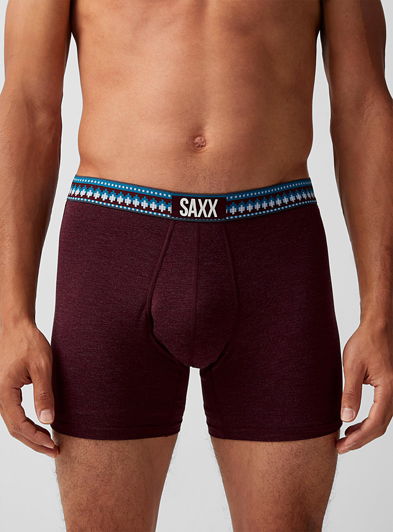 Saxx Ruby Red Heather plum boxer brief VIBE for men