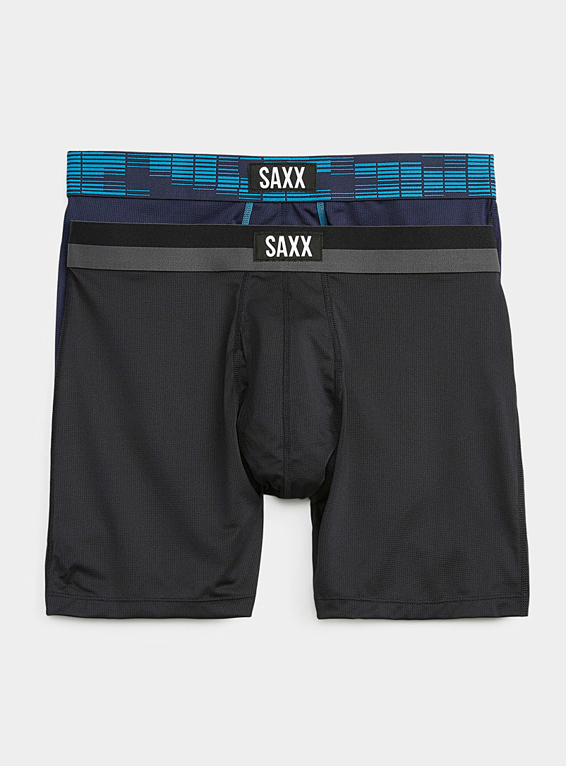 Saxx: Les boxeurs longs taille lignée SPORT MESH - Emballage de 2 Bleu à motifs pour homme