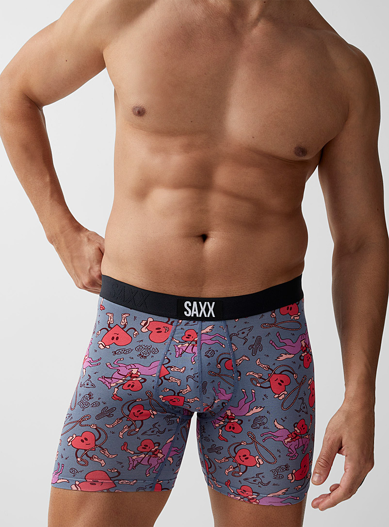 Saxx Patterned Grey Cowboy heart boxer brief VIBE for men