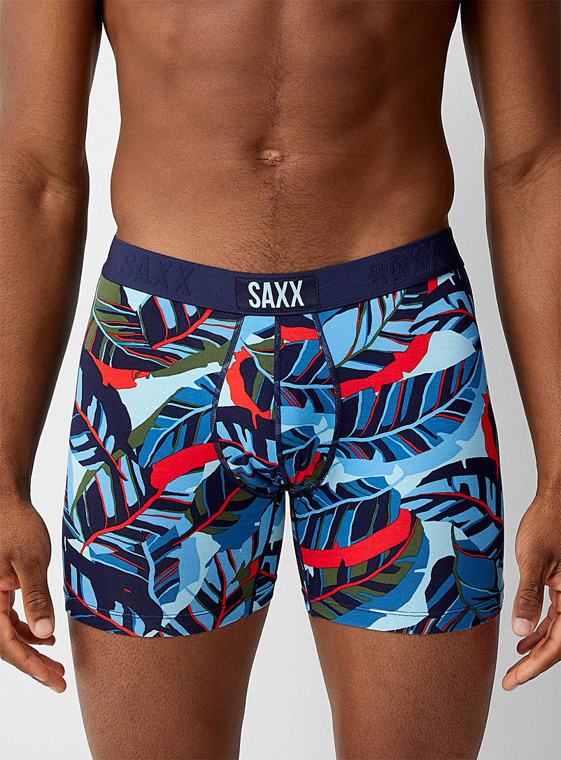 Saxx Patterned Blue Pop jungle boxer brief VIBE for men