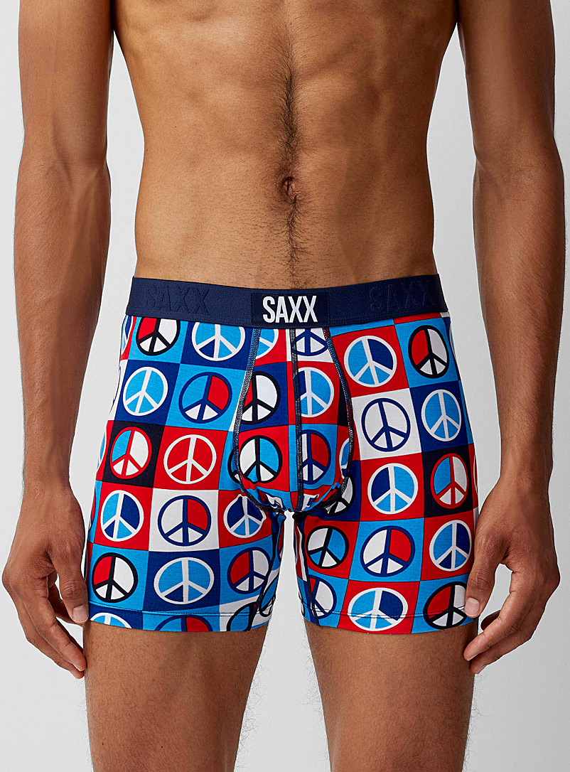 Saxx Patterned Blue Peace y'all boxer brief VIBE for men
