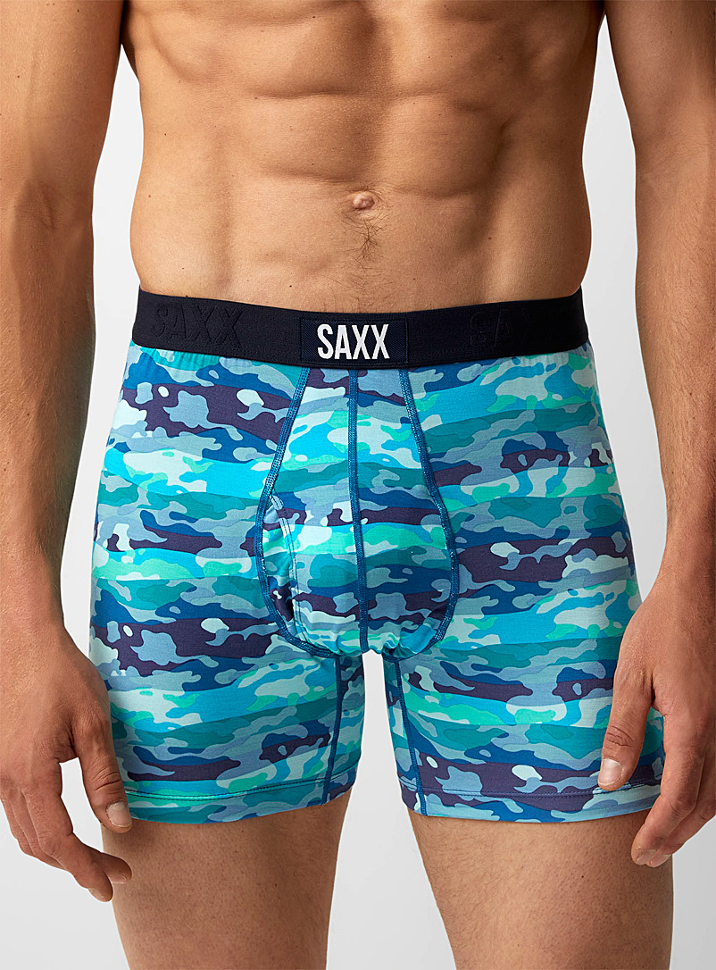 Saxx Patterned Blue Sea water camo boxer brief ULTRA for men