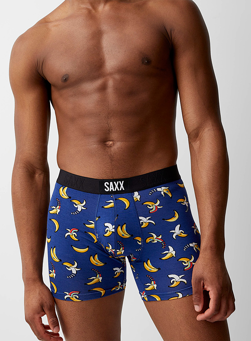 Saxx Patterned Blue Rainbow bananas boxer brief VIBE for men