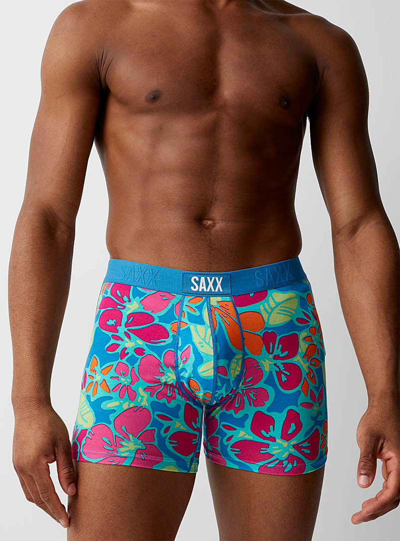 Saxx Patterned Blue Island flowers boxer brief VIBE for men