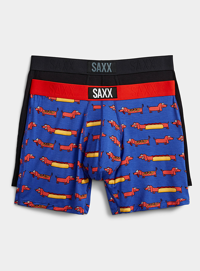 Saxx Patterned Blue Weiner dog boxer briefs VIBE - 2-pack for men