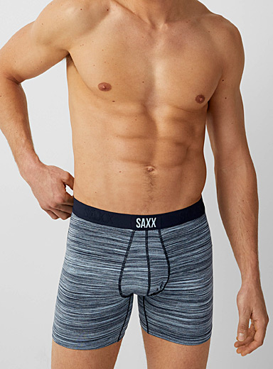 Saxx Patterned Blue Heathered-stripe boxer brief VIBE for men